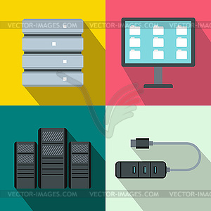 Database banners set, flat style - vector image