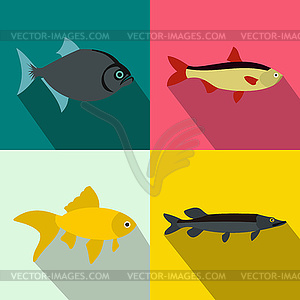 Fish banners set, flat style - vector EPS clipart