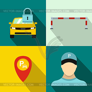 Parking banners set, flat style - vector clipart