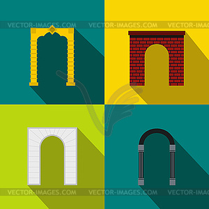 Arch banner set, flat style - vector image