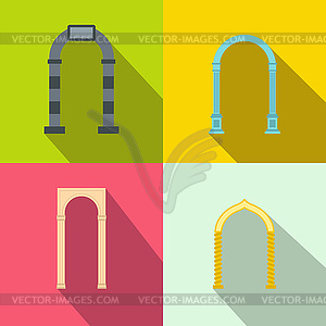 Arch banner set, flat style - royalty-free vector image