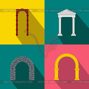 Arch banner set, flat style - vector clipart