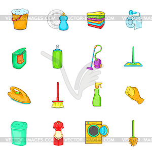 Household elements icons set, cartoon style - vector clipart