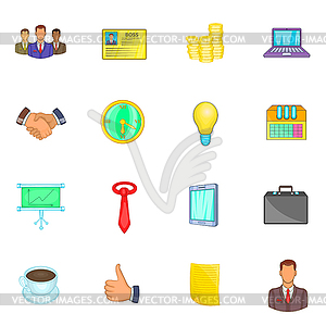 Businessman icons set, cartoon style - vector image