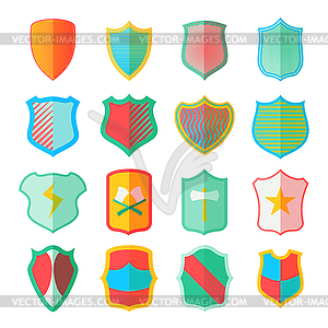 Shield icons set in flat style - vector image