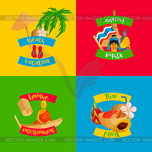Thailand banners set, flat style - vector clipart