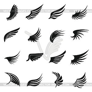 Wing icons set, simple ctyle - stock vector clipart