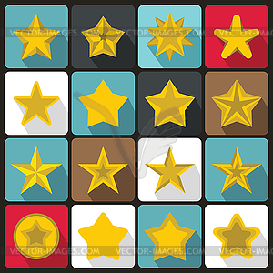 Star icons set, flat ctyle - vector image