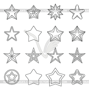 Star icons set, outline ctyle - vector clip art