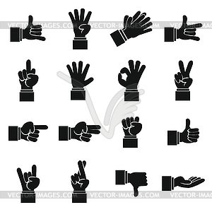 Hand gesture icons set, simple ctyle - vector clipart