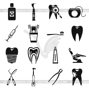 Dental care icons set, simple style - vector clip art