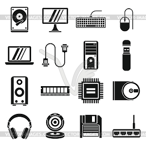 Computer icons set, simple style - vector EPS clipart