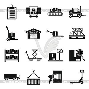 Logistic icons set, simple style - royalty-free vector image