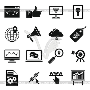 SEO icons set, simple style - vector clip art