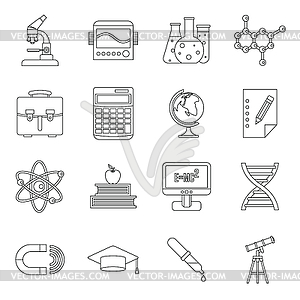 Education icons set, outline style - vector clip art