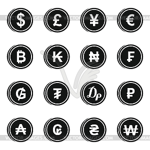 Currency of different countries icons set - vector clip art