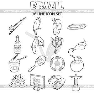 Brazil icons set, outline style - vector EPS clipart