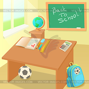 School classroom in cartoon style - vector image