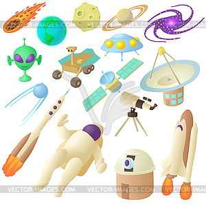 Space icons set, cartoon style - vector image