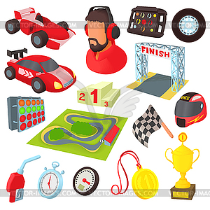 Race icons set, cartoon style - vector image
