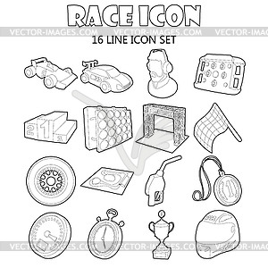 Race icons set in outline style - vector image