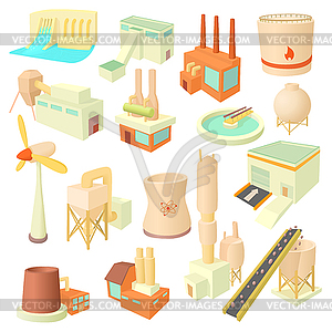 Industry icons set in cartoon style - vector clip art