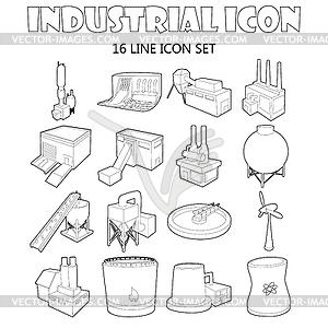 Industry icons set , outline style - vector clipart