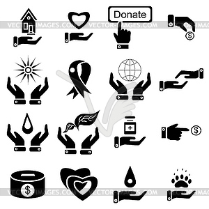 Набор иконок благотворительности, простой стиль - рисунок в векторе