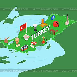 Turkey map, isometric 3d style - vector clip art