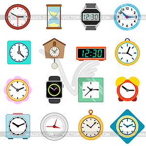 Clock icons set in isometric 3d style - vector clipart