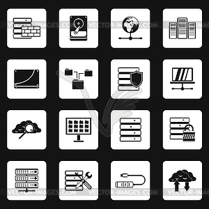 Database icons set, simple style - vector clip art