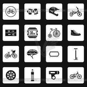 Bicycling icons set, simple style - vector clipart / vector image