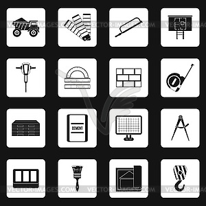 Building equipment icons set, simple style - vector image