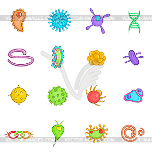 Virus icons set in cartoon style - vector clipart