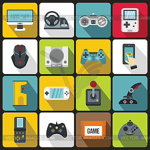 Video game icons set , flat style - vector image