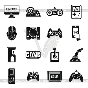 Video game icons set, simple style - vector clipart