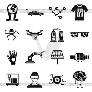 New technologies icons set, simple style - royalty-free vector clipart