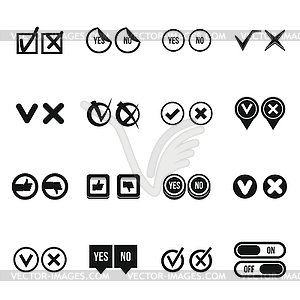 Check mark icons set, simple style - vector clipart
