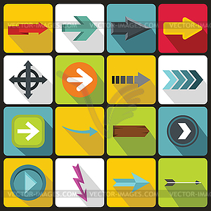 Arrow icons set, flat style - vector clipart