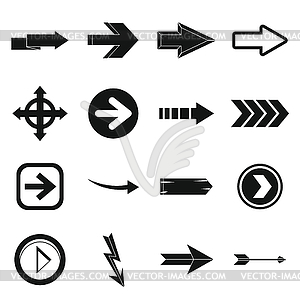 Arrow icons set, simple style - vector clip art