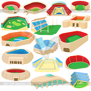 Sport stadium set, cartoon style - vector clipart / vector image