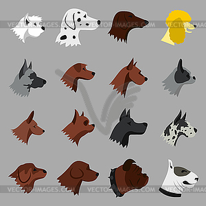 Dog icons set, flat style - vector clipart / vector image