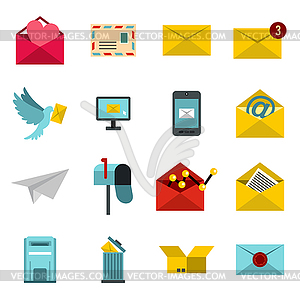 Email icons set, flat ctyle - vector clipart