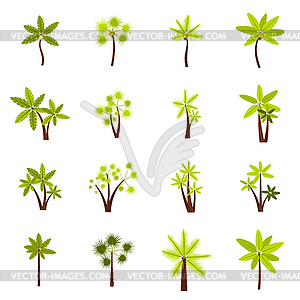 Tree icons set, flat style - vector clip art