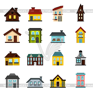 House icons set, flat style - vector image