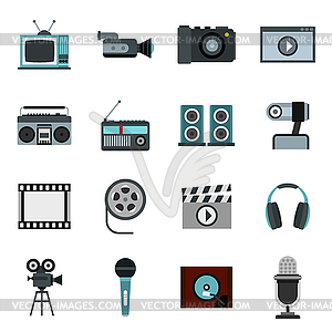 Audio and video set, flat style - vector clipart / vector image