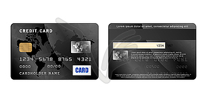 Blaxk credit card, two sides in realistic style - vector clip art