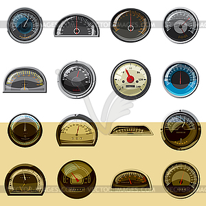Car speedometers set, realistic style - vector clipart / vector image