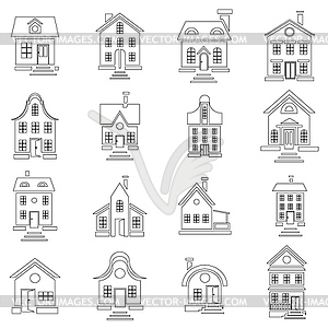 House set in outline style - vector clip art