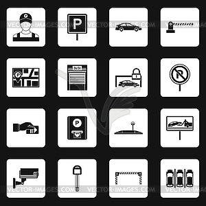 Parking icons set, simple style - vector image